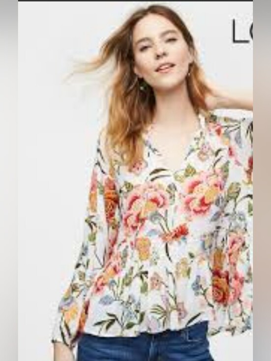 LOFT Tops - Ann Taylor Loft Poppy Floral Blouse Size S